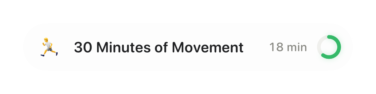Daily goal to move for 30 minutes