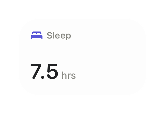 Glynce reading a sleep figure from Apple Health, alongside the glucose, steps and activity it also reads from there